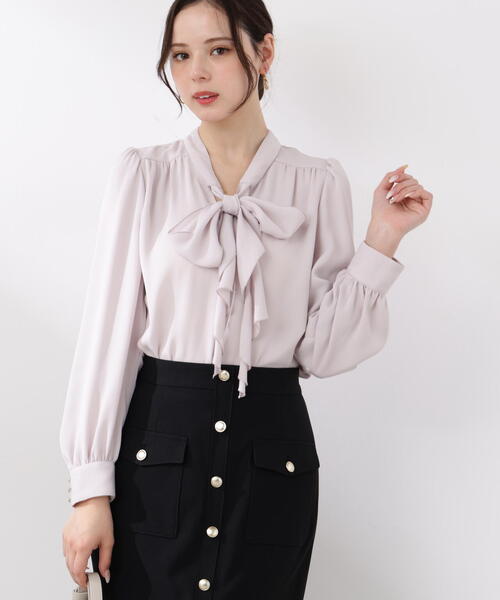 PROPORTION BODY DRESSING(プロポーションボディドレッシング)の「<ウォッシャブル>ラッフルリボンブラウス / 1216110001(シャツ/ブラウス・レディース・ダークグレー/ピンク/ホワイト系その他・MEDIUM/SMALL)」の9枚目の写真