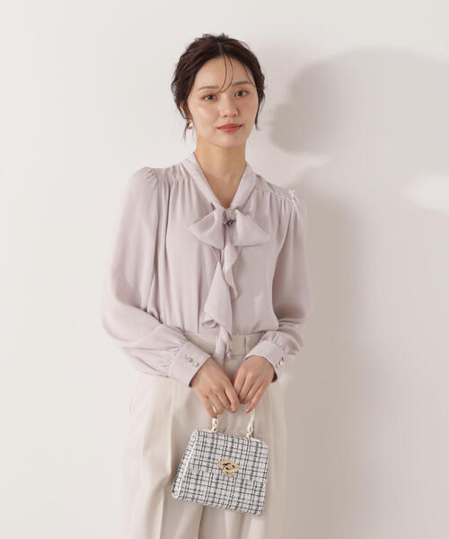 PROPORTION BODY DRESSING(プロポーションボディドレッシング)の「<ウォッシャブル>ラッフルリボンブラウス / 1216110001(シャツ/ブラウス・レディース・ダークグレー/ピンク/ホワイト系その他・MEDIUM/SMALL)」の12枚目の写真