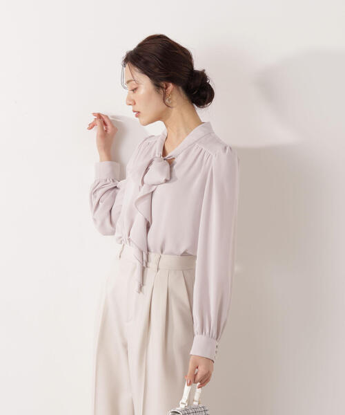 PROPORTION BODY DRESSING(プロポーションボディドレッシング)の「<ウォッシャブル>ラッフルリボンブラウス / 1216110001(シャツ/ブラウス・レディース・ダークグレー/ピンク/ホワイト系その他・MEDIUM/SMALL)」の14枚目の写真