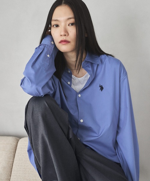 U.S. POLO ASSN.（ユーエスポロアッスン）の「U.S. POLO ASSN. ワンポイント刺繍ブロードレギュラーカラーシャツ（シャツ/ブラウス・メンズ・ホワイト/チャコール/ブルー・S/M/L）」の3枚目の写真