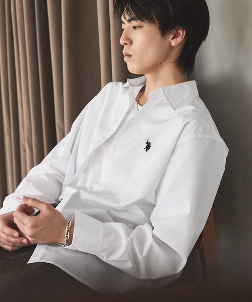 U.S. POLO ASSN.（ユーエスポロアッスン）の「U.S. POLO ASSN. ワンポイント刺繍ブロードレギュラーカラーシャツ（シャツ/ブラウス・メンズ・ホワイト/チャコール/ブルー・S/M/L）」の4枚目の写真