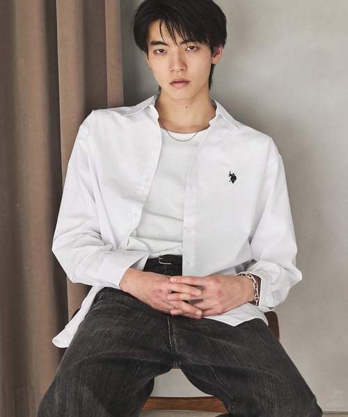 U.S. POLO ASSN.（ユーエスポロアッスン）の「U.S. POLO ASSN. ワンポイント刺繍ブロードレギュラーカラーシャツ（シャツ/ブラウス・メンズ・ホワイト/チャコール/ブルー・S/M/L）」の5枚目の写真