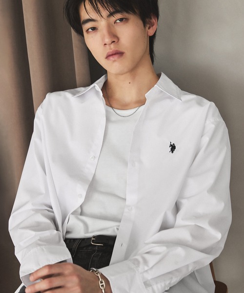 U.S. POLO ASSN.（ユーエスポロアッスン）の「U.S. POLO ASSN. ワンポイント刺繍ブロードレギュラーカラーシャツ（シャツ/ブラウス・メンズ・ホワイト/チャコール/ブルー・S/M/L）」の9枚目の写真