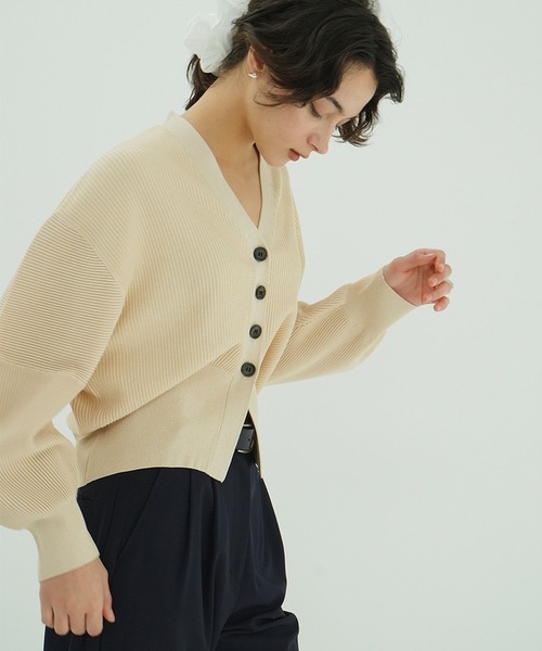 CURVED SLEEVE KNIT CARDIGAN（カーディガン/ボレロ）｜CLANE