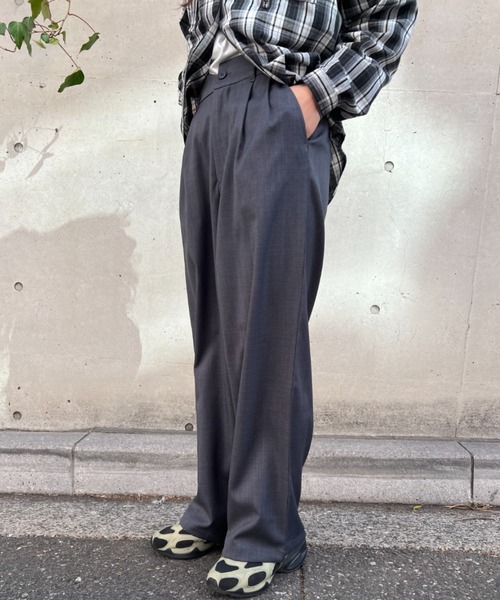 A.D.C.L.（エーディーシーエル）の「ツイルタック入り ワイドスラックスパンツ（スラックス・レディース・ブラック/チャコールグレー・M/L）」の6枚目の写真