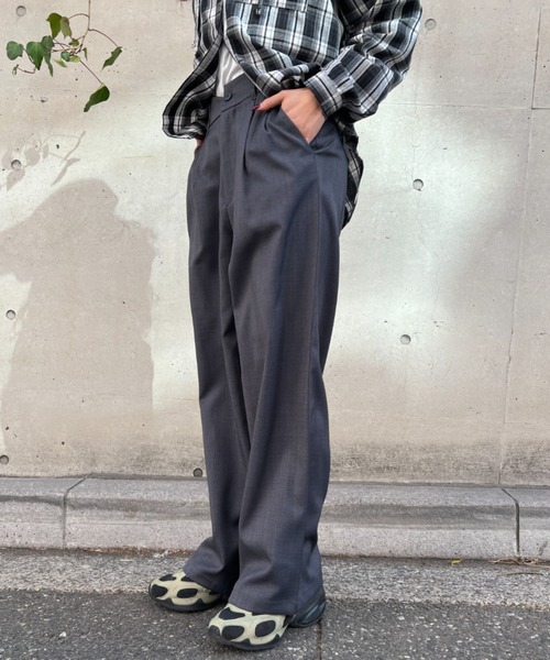 A.D.C.L.（エーディーシーエル）の「ツイルタック入り ワイドスラックスパンツ（スラックス・レディース・ブラック/チャコールグレー・M/L）」の7枚目の写真