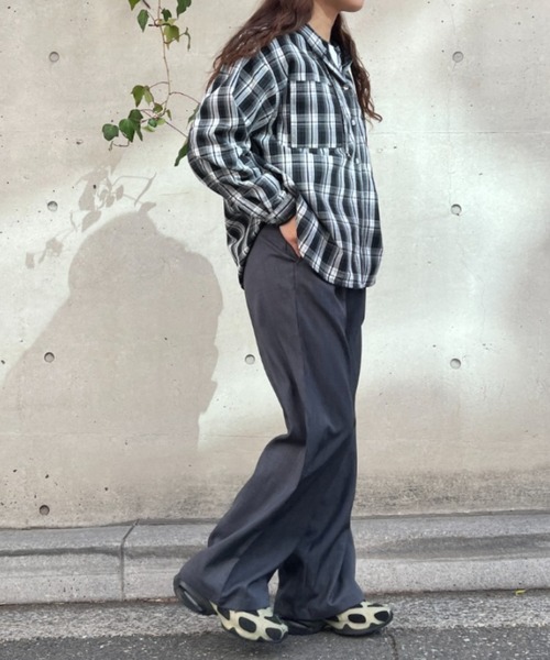 A.D.C.L.（エーディーシーエル）の「ツイルタック入り ワイドスラックスパンツ（スラックス・レディース・ブラック/チャコールグレー・M/L）」の14枚目の写真