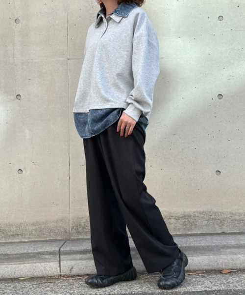 A.D.C.L.（エーディーシーエル）の「ツイルタック入り ワイドスラックスパンツ（スラックス・レディース・ブラック/チャコールグレー・M/L）」の16枚目の写真