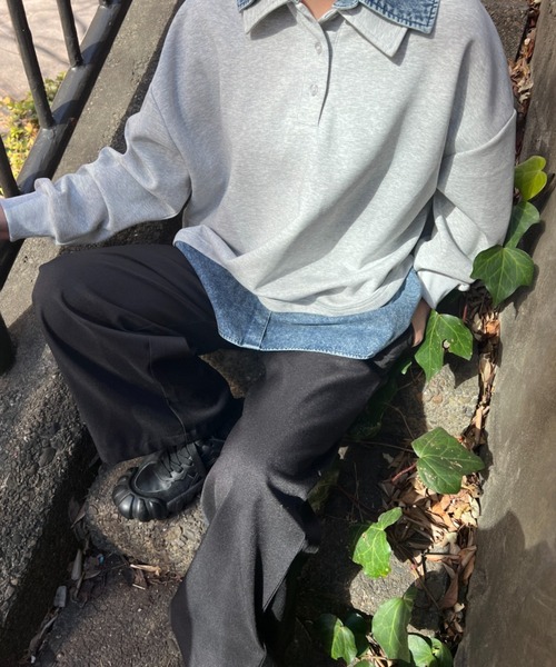 A.D.C.L.（エーディーシーエル）の「ツイルタック入り ワイドスラックスパンツ（スラックス・レディース・ブラック/チャコールグレー・M/L）」の3枚目の写真