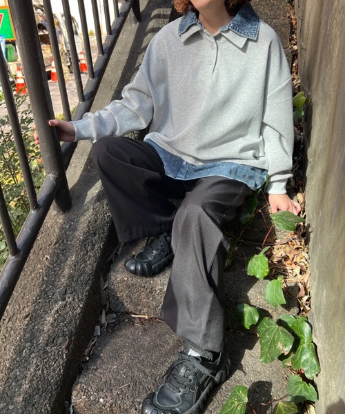 A.D.C.L.（エーディーシーエル）の「ツイルタック入り ワイドスラックスパンツ（スラックス・レディース・ブラック/チャコールグレー・M/L）」の4枚目の写真