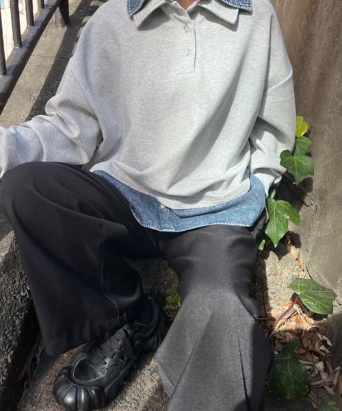 A.D.C.L.（エーディーシーエル）の「ツイルタック入り ワイドスラックスパンツ（スラックス・レディース・ブラック/チャコールグレー・M/L）」の5枚目の写真