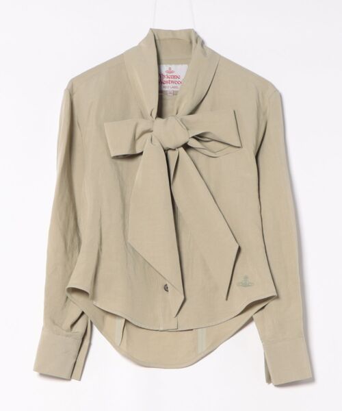 Vivienne Westwood（ヴィヴィアンウエストウッド）の「ヴィスリネンタンブラー　ビッグボウブラウス（シャツ/ブラウス・レディース・グリーン/ブラック・FREE）」の2枚目の写真