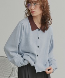 ad thie | バイカラー ポロ ニット カーディガン(ニット/セーター)