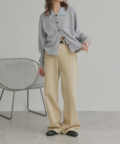 ad thie（アドティエ）の「バイカラー ポロ ニット カーディガン（ニット/セーター・レディース・ライトブルー/グレー/ブラウン・FREE）」の13枚目の写真