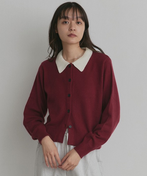 ad thie(アドティエ)の「バイカラー ポロ ニット カーディガン(ニット/セーター・レディース・ライトブルー/グレー/ブラウン・FREE)」の13枚目の写真