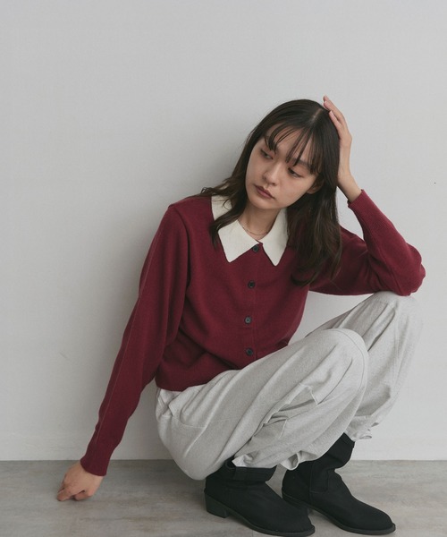 ad thie(アドティエ)の「バイカラー ポロ ニット カーディガン(ニット/セーター・レディース・ライトブルー/グレー/ブラウン・FREE)」の17枚目の写真