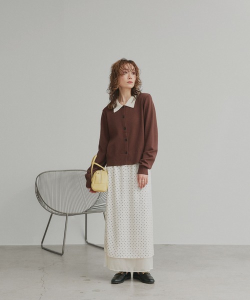 ad thie（アドティエ）の「バイカラー ポロ ニット カーディガン（ニット/セーター・レディース・ライトブルー/グレー/ブラウン・FREE）」の19枚目の写真