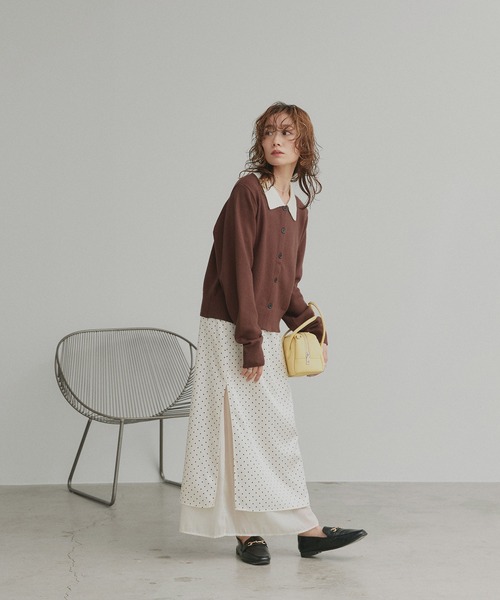 ad thie（アドティエ）の「バイカラー ポロ ニット カーディガン（ニット/セーター・レディース・ライトブルー/グレー/ブラウン・FREE）」の20枚目の写真