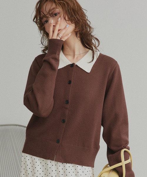 ad thie（アドティエ）の「バイカラー ポロ ニット カーディガン（ニット/セーター・レディース・ライトブルー/グレー/ブラウン・FREE）」の21枚目の写真