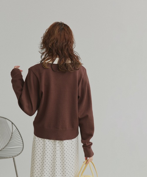 ad thie（アドティエ）の「バイカラー ポロ ニット カーディガン（ニット/セーター・レディース・ライトブルー/グレー/ブラウン・FREE）」の22枚目の写真