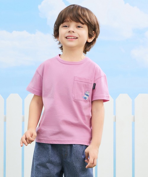 combimini（コンビミニ）の「デイリーTシャツ（パンダ）（Tシャツ/カットソー・キッズ・オレンジ/オフホワイト/ブルーグリーン/ライラック・100/110/90/80/130/120）」の3枚目の写真