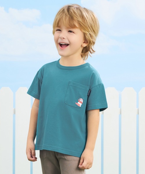 combimini（コンビミニ）の「デイリーTシャツ（パンダ）（Tシャツ/カットソー・キッズ・オレンジ/オフホワイト/ブルーグリーン/ライラック・100/110/90/80/130/120）」の2枚目の写真