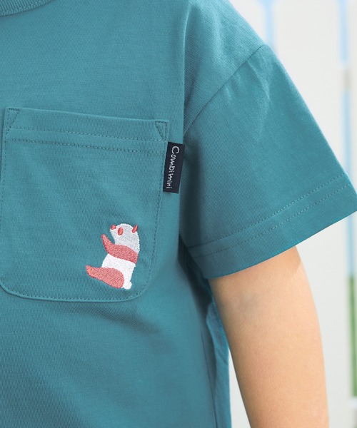 combimini（コンビミニ）の「デイリーTシャツ（パンダ）（Tシャツ/カットソー・キッズ・オレンジ/オフホワイト/ブルーグリーン/ライラック・100/110/90/80/130/120）」の13枚目の写真