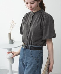 M-5L ブラウス風 パフスリーブ半袖Tシャツ 夏服