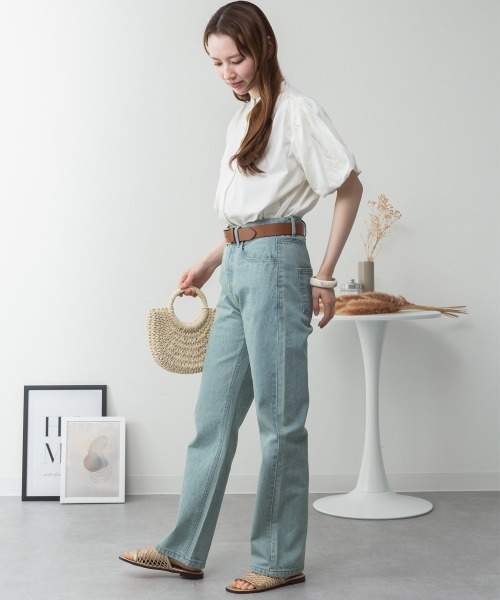 aity（アイティ）の「M-5L ブラウス風 パフスリーブ半袖Tシャツ 夏服（Tシャツ/カットソー・レディース・ミント/グレイッシュベージュ/ブラック/オフホワイト/チャコールグレー・4L～5L/LL～3L/M～Ｌ）」の8枚目の写真