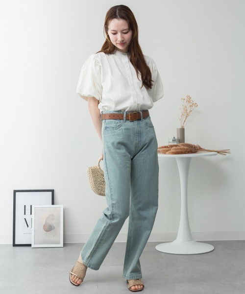 aity（アイティ）の「M-5L ブラウス風 パフスリーブ半袖Tシャツ 夏服（Tシャツ/カットソー・レディース・ミント/グレイッシュベージュ/ブラック/オフホワイト/チャコールグレー・4L～5L/LL～3L/M～Ｌ）」の10枚目の写真