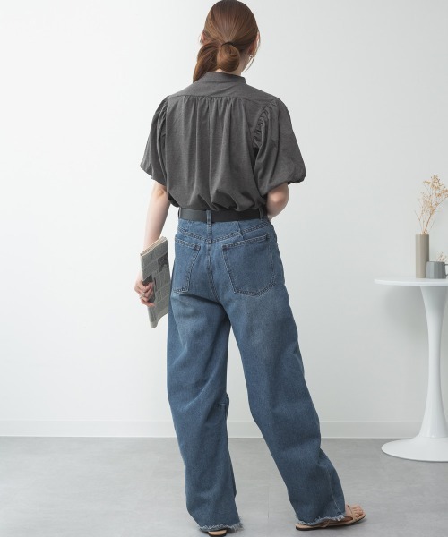 aity（アイティ）の「M-5L ブラウス風 パフスリーブ半袖Tシャツ 夏服（Tシャツ/カットソー・レディース・ミント/グレイッシュベージュ/ブラック/オフホワイト/チャコールグレー・4L～5L/LL～3L/M～Ｌ）」の20枚目の写真