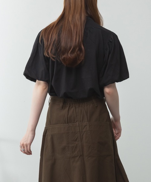 aity（アイティ）の「M-5L ブラウス風 パフスリーブ半袖Tシャツ 夏服（Tシャツ/カットソー・レディース・ミント/グレイッシュベージュ/ブラック/オフホワイト/チャコールグレー・4L～5L/LL～3L/M～Ｌ）」の22枚目の写真