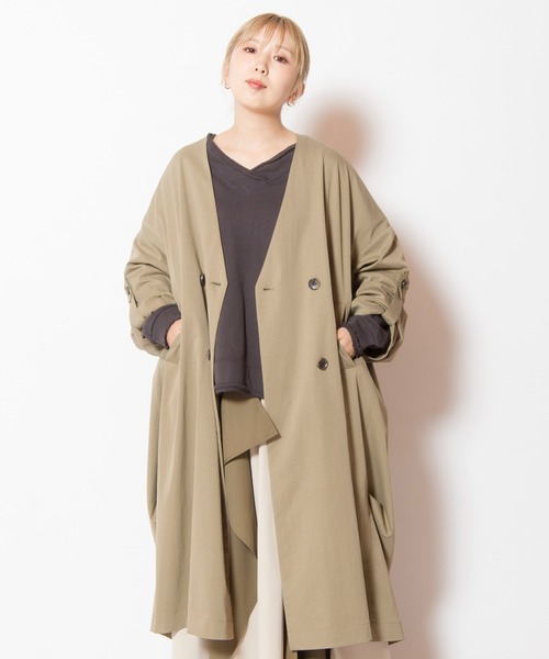 OSMOSIS（オズモーシス）の「ダブルブレストビッグコート（その他アウター・レディース・チャコール/カーキ/ライトベージュ・ONE SIZE）」の3枚目の写真