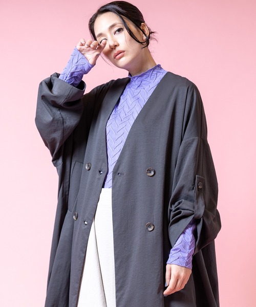 OSMOSIS（オズモーシス）の「ダブルブレストビッグコート（その他アウター・レディース・チャコール/カーキ/ライトベージュ・ONE SIZE）」の13枚目の写真