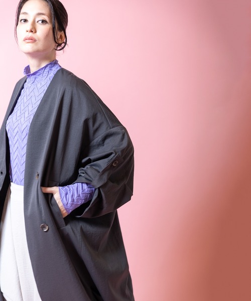 OSMOSIS（オズモーシス）の「ダブルブレストビッグコート（その他アウター・レディース・チャコール/カーキ/ライトベージュ・ONE SIZE）」の14枚目の写真