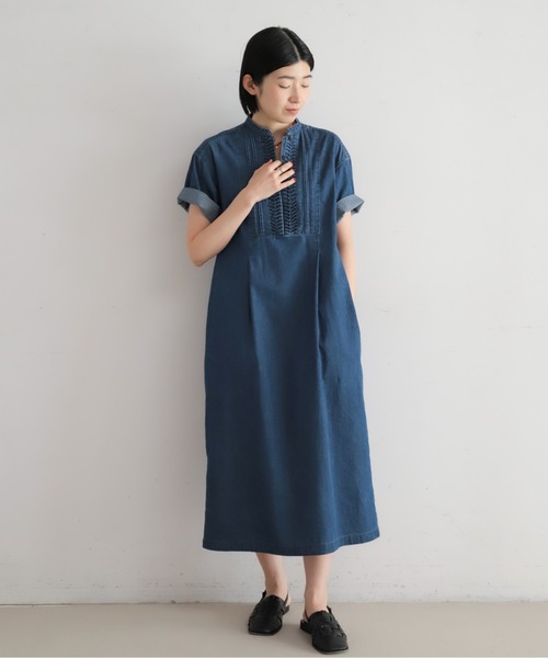 ねじりピンタックデニム スキッパーワンピース | NOMBRE IMPAIR