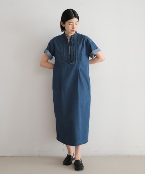 ねじりピンタックデニム スキッパーワンピース | NOMBRE IMPAIR