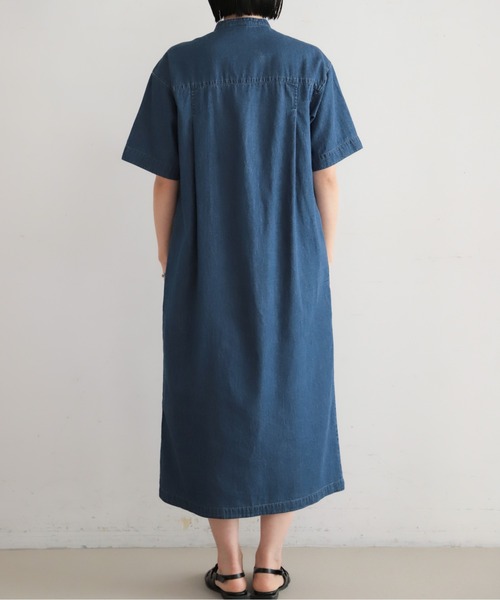 ねじりピンタックデニム スキッパーワンピース | NOMBRE IMPAIR ねじりピンタックデニム スキッパーワンピース | NOMBRE IMPAIR