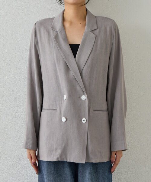 Jena espace merveilleux（ジェナ　エスパスメルヴェイユ）の「【WEB限定/軽やかに羽織れる】メッシュダブルボタンジャケット（テーラードジャケット・レディース・ネイビー/ベージュ/グレー・FREE）」の18枚目の写真