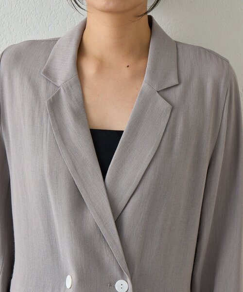 Jena espace merveilleux（ジェナ　エスパスメルヴェイユ）の「【WEB限定/軽やかに羽織れる】メッシュダブルボタンジャケット（テーラードジャケット・レディース・ネイビー/ベージュ/グレー・FREE）」の21枚目の写真