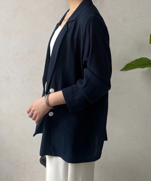 Jena espace merveilleux(ジェナ エスパスメルヴェイユ)の「【WEB限定/軽やかに羽織れる】メッシュダブルボタンジャケット(テーラードジャケット・レディース・ネイビー/ベージュ/グレー・FREE)」の22枚目の写真