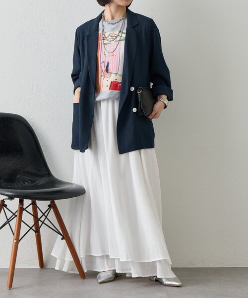 Jena espace merveilleux(ジェナ エスパスメルヴェイユ)の「【WEB限定/軽やかに羽織れる】メッシュダブルボタンジャケット(テーラードジャケット・レディース・ネイビー/ベージュ/グレー・FREE)」の16枚目の写真