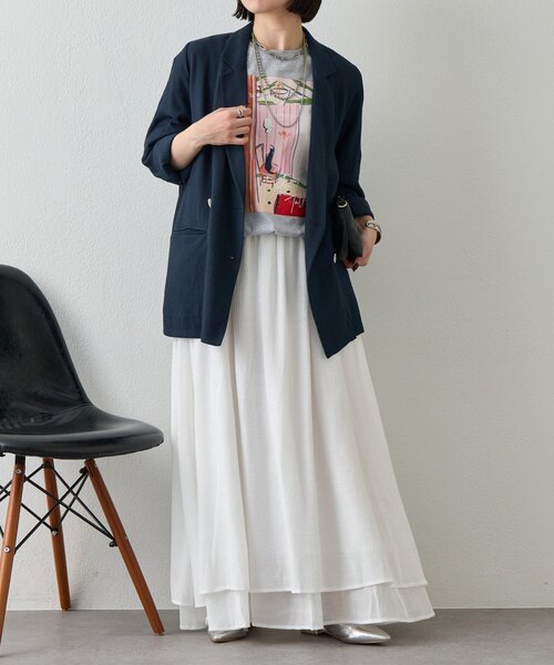 Jena espace merveilleux(ジェナ エスパスメルヴェイユ)の「【WEB限定/軽やかに羽織れる】メッシュダブルボタンジャケット(テーラードジャケット・レディース・ネイビー/ベージュ/グレー・FREE)」の15枚目の写真