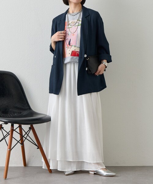Jena espace merveilleux(ジェナ エスパスメルヴェイユ)の「【WEB限定/軽やかに羽織れる】メッシュダブルボタンジャケット(テーラードジャケット・レディース・ネイビー/ベージュ/グレー・FREE)」の14枚目の写真
