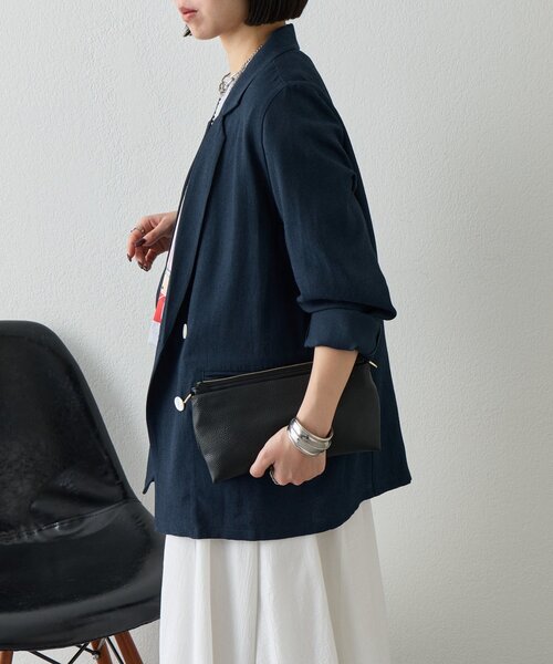 Jena espace merveilleux(ジェナ エスパスメルヴェイユ)の「【WEB限定/軽やかに羽織れる】メッシュダブルボタンジャケット(テーラードジャケット・レディース・ネイビー/ベージュ/グレー・FREE)」の5枚目の写真