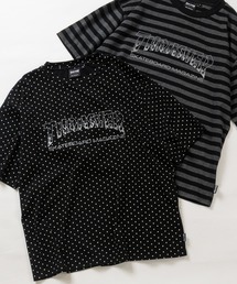 THRASHER（スラッシャー）の「【at】〔THRASHER スラッシャー〕アソートデザイン 半袖Tシャツ ショート丈 カモフラージュ レオパード ボーダー ドット（Tシャツ/カットソー）」
