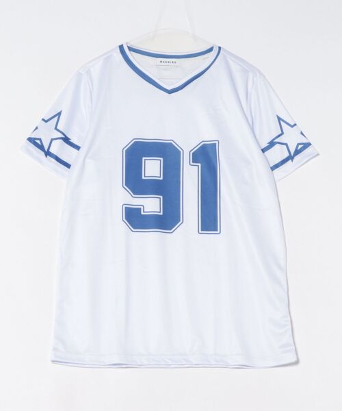 VIBGYOR(ヴィブジョー)の「アメリカンフットボール シャツ Y2K 韓国 ヒップホップ(BDS)(Tシャツ/カットソー・メンズ・ホワイト/ブラック/ピンク・FREE)」の1枚目の写真