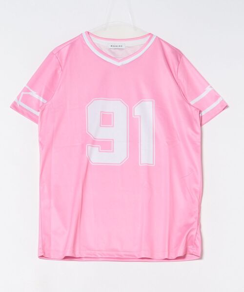 VIBGYOR(ヴィブジョー)の「アメリカンフットボール シャツ Y2K 韓国 ヒップホップ(BDS)(Tシャツ/カットソー・メンズ・ホワイト/ブラック/ピンク・FREE)」の3枚目の写真