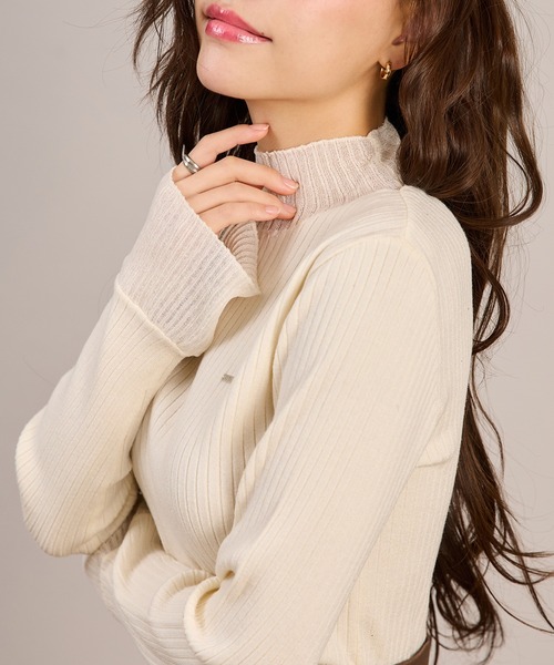 apres jour mignon(アプレジュールミニョン)の「シアードッキングリブニット(ニット/セーター・レディース・ピンク/アイボリー/ブラック・フリー/LARGE)」の21枚目の写真