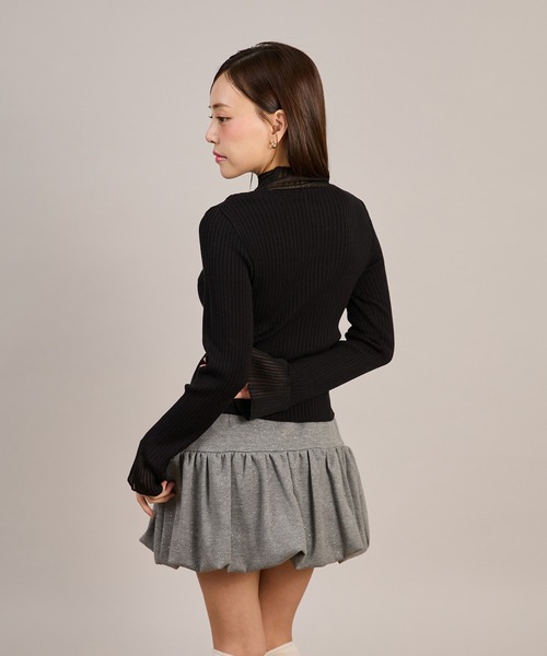 apres jour mignon(アプレジュールミニョン)の「シアードッキングリブニット(ニット/セーター・レディース・ピンク/アイボリー/ブラック・フリー/LARGE)」の6枚目の写真